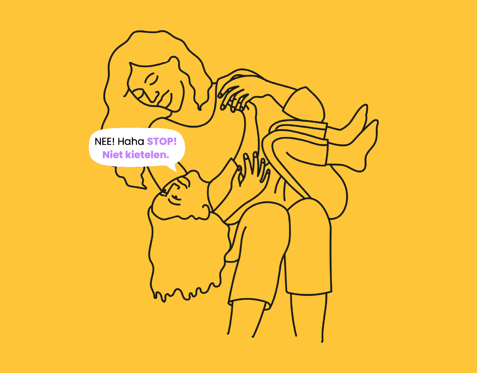 wat zou jij doen Je ziet een moeder wat haar kind op schoot heeft en haar kietelt. Het kind zegt lachend stop, niet kietelen. Dit beeld is één van de beelden die terugkomt in de sessie Wat zou jij doen?
